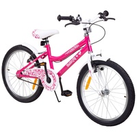 Actionbikes Motors Actionbikes Kinderfahrrad Butterfly 20 Zoll Pink, Fahrradständer, Kettenschutz Antirutschgriffe (Pink/Weiß)