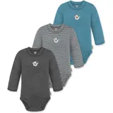 Normani Outdoor Sports 3er Pack Baby Merino Langarmbody „Tuai" in Blau/Grau/Anthrazit | Gr.: 62