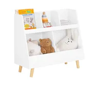 SoBuy Kinderregal mit 5 Fächern Bücherregal Aufbewahrungsregal für Kinder- Standregal mit Massivholzbeine Weiß bht ca.: 86x77x36cm