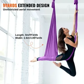 Vevor Aerial Yoga Hängematte Set 8 x 2,8 m, Lila Aerial Yoga Swing Air Fliegen, Indoor Aerial Yoga Hammock Swing 1000 kg Max. Tragfähigkeit, inkl. & Stahlkarabiner & Alu-Drehgelenk