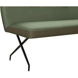 OTTO home Eckbank OTTO HOME "Bruna Esszimmerbank, Bank, Küchenbank, Polsterbank", grün, B:241cm H:87cm T:177cm, Holzwerkstoff, Massivholz, Metall, Polyester, Sitzbänke, Eckbank, Mattschwarzes Metallgestell, 2-Stoff-Design, Wellenfederung im Sitz