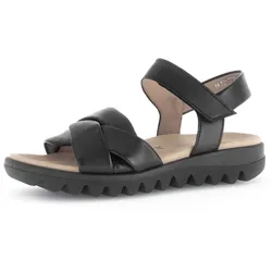 Riemchensandale GABOR, Damen, Gr. 37, schwarz, Glattleder, unifarben, casual, Schuhe, Sommerschuh, Keilsandalette, Bequemschuh mit Klettverschluss