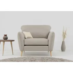 Sessel HOME AFFAIRE "MARSEILLE", beige, B:103cm H:88cm T:90cm, 100% Polyester, Sessel, Massivholzbeine Eiche, Landhausstil, Wellenunterfederung