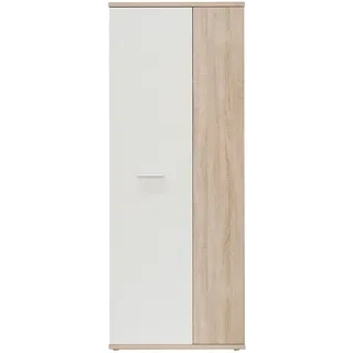 Forte Mehrzweckschrank mit 2 Türen, Holzwerkstoff, Sonoma Eiche + Weiß, 68.90 x 34.79 x 179.1 cm