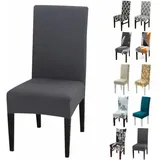 6er-set Universelle Stretch-stuhlhussen – Modern – Grau