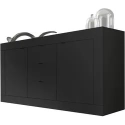 Sideboard INOSIGN "Basic", schwarz (schwarz matt melamin), B:160cm H:86cm T:43cm, Sideboards, Breite 160 cm, 2 Türen 3 Schubkästen