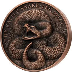 Gigantische 1 Kilo Kupfermünze "Schlange - Snake" 2025 mit Hochrelief