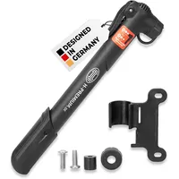Heyner HEYNER® Luftpumpe mit 8 bar kompakte Fahrradpumpe mit tauschbarem Ventil und Halterung Rahmenpumpe