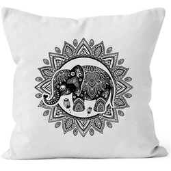 Autiga Dekokissen Kissenbezug Elefant Mandala Boho Bohamian Ethno Tribal Ornament Kissen-Hülle Deko-Kissen Autiga® weiß