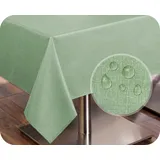 Tischdecke Tischläufer Leinen Struktur, abwischbar schmutzabweisend, Baumwolle, Farbe und Größe wählbar (Tischdecke rund 140 cm, Pistazie)