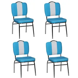 FineBuy 4er Set Esszimmerstühle American Diner Stühle 50er Jahre Retro Möbel Bistro