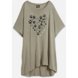 bonprix Bigshirt mit Druck in leichter Qualität, grün, 52/54 (XXL), Viskose