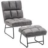 MCombo Relaxsessel Mikrofaser 60 x 80 x 60 cm grau/blau/grün mit Hocker