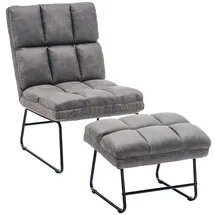 MCombo Relaxsessel Mikrofaser 60 x 80 x 60 cm grau/blau/grün mit Hocker