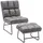 MCombo Relaxsessel Mikrofaser 60 x 80 x 60 cm grau/blau/grün mit Hocker