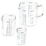 TreeBox Messbecher glas - klein -3er Set (250ml, 125ml & 50ml) - Robuste und hitzebeständige Messbecher Set aus Borosilikatglas - Mikrowellengeeignet -Perfekt zum Backen und Mischen