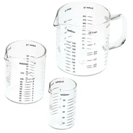 TreeBox Messbecher glas - klein -3er Set (250ml, 125ml & 50ml) - Robuste und hitzebeständige Messbecher Set aus Borosilikatglas - Mikrowellengeeignet -Perfekt zum Backen und Mischen