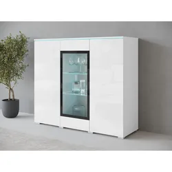 Highboard INOSIGN "Vera", weiß (weiß matt, weiß hochglanz), B:120cm H:103,3cm T:39,5cm, Sideboards, Highboard mit 4 Türen, 9 Fächern, verglasten Türen