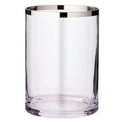 EDZARD Windlicht Molly, Laterne aus Kristallglas mit Platinrand, Kerzenhalter für Stumpenherzen, Höhe 25 cm, Ø 18 cm