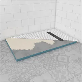 Marwell Duschelement 90 x 140 x 4 cm direkt befliesbar mit integrierter Ablaufrinne Schwarz
