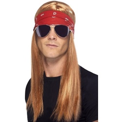 Smiffys Kostüm Rocker Hippie Accessoire Set Karneval Halloween, Use Your Illusion: der Rockstar der 90er! gelb