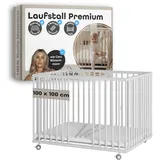 Sämann Laufgitter mit Matratze Cloud Air, Schlupfsprossen Lattenrost weiß Premium | Gr.: 100x100 cm