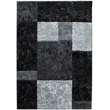 Carpetsale24 Teppich 160x230 cm, Kurzflor Konturenschnitt in Schwarz Grau Weiß, Kariertes Design, Extra Weich für Wohnzimmer, Esszimmer, Schlafzimmer