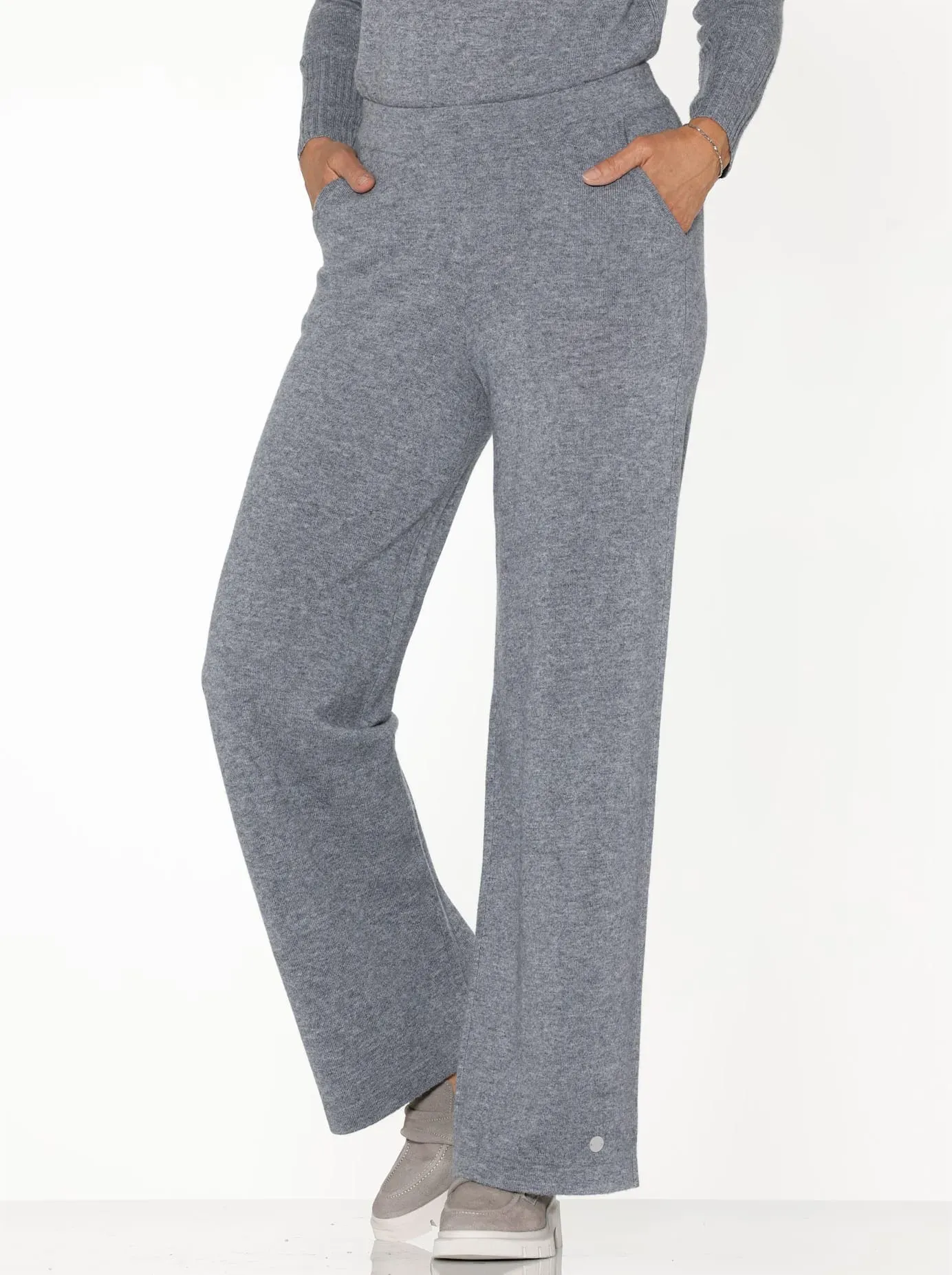 Strickhose CREATION L PREMIUM, Damen, Gr. 21, Kurzgrößen, blau (rauchblau, steingrau, meliert), 90% Schurwolle, 10% Kaschmir, meliert, Hosen