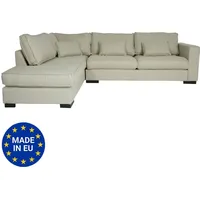 MCW Ecksofa MCW-J58, Couch Sofa mit Ottomane links, Made in EU, wasserabweisend 295cm ~ Stoff/Textil sand-braun