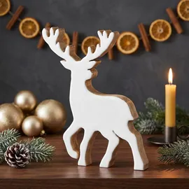 levandeo Deko Aufsteller Hirsch H21 cm Mango/Weiß/Natur/Braun