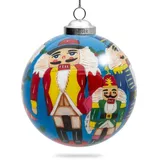SIKORA Nussknacker Weihnachtskugel Innenglasmalerei besonderer Christbaumschmuck Ornament von innen handbemalt D: 10 cm - K10-15