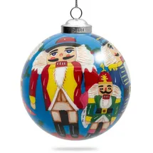 SIKORA Nussknacker Weihnachtskugel Innenglasmalerei besonderer Christbaumschmuck Ornament von innen handbemalt D: 10 cm - K10-15