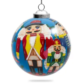 SIKORA Nussknacker Weihnachtskugel Innenglasmalerei besonderer Christbaumschmuck Ornament von innen handbemalt D: 10 cm - K10-15