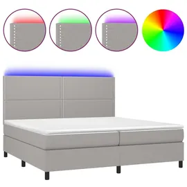 vidaXL Boxspringbett mit Matratze & LED Hellgrau 200x200 cm Stoff