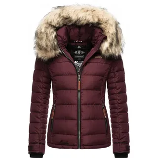 Marikoo Damen Winterjacke Steppjacke mit abnehmbarem Kunstfell Lerikaa Wine Gr. XL - XL