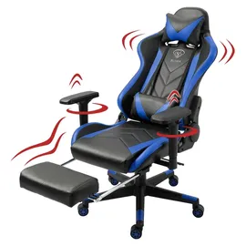 Trisens Gaming Stuhl Kunstleder Schwarz/Blau
