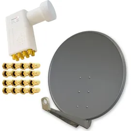 PremiumX DELUXE85 Alu 85cm Antenne Digital SAT Schüssel Anthrazit LNB Octo 16x F-Stecker