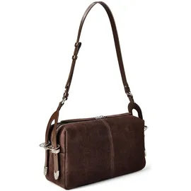 PINKO 24 Classic Schultertasche Leder Brown