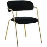 Livetastic Stuhl-Set, Schwarz, Messing, Metall, Textil, Rundrohr, 58x79x61 cm, Esszimmer, Stühle, Esszimmerstühle, Esszimmerstühle-Set
