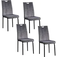 Hti-Living HTI-Living, Stühle, Esszimmerstuhl Denton Samt Grau 4er-Set