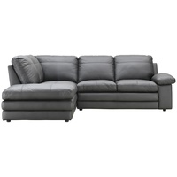 Mid.you Ecksofa, Schwarz, Leder, Echtleder, Büffelleder, 4-Sitzer, Ottomane links, L-Form, 230x191 cm, Wohnzimmer, Sofas & Couches, Wohnlandschaften, Ledersofas