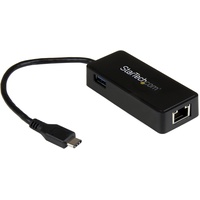 Startech StarTech.com USB C auf Gigabit Adapter mit extra Port - Thunderbolt 3 kompatibel - Schwarz