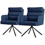 ML-Design Esszimmerstühle drehbar 2er Set Dunkelblau, Rückenlehne, Auto-Position,