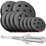 Hop-Sport Hantelset 59 kg Langhantel-Stange Hantelcheiben Set 2x10 kg + 4x5 kg + 4x2,5 kg