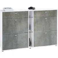 Vladon Schuhschrank, Graubraun, Holzwerkstoff, 155.5x95x28 cm, Garderobe, Schuhaufbewahrung, Schuhschränke