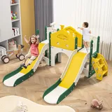 Rutsche für den Außenbereich für Kinder, 7 in 1 für Babys mit Rutschen, Gehwegen, Treppen, Kletterstrukturen, Fernglas, freistehende Rutsche, Montessori-Spielplatz-Spielzeug (gelb-A)