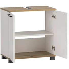 Schildmeyer Waschtischunterschrank Jelda 59,8 x 62,4 x 32,6 cm Weiß/Eiche