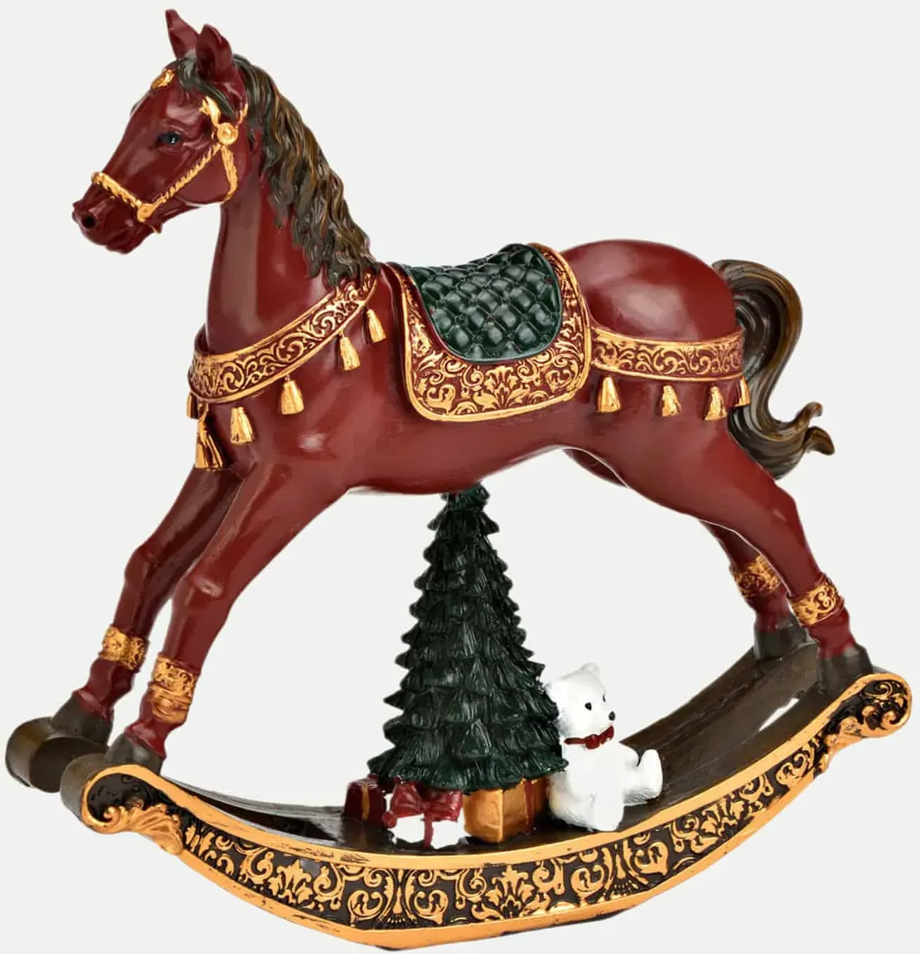 Schaukelpferd mit Tannenbaum rot/grün