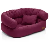 Juelle Hundebett - Großhundesofa, Abnehmbarer Bezug maschinenwaschbar, flauschiges Bett, Hundesessel Santi S-XXL (Größe: XL - 120x85 cm, Bordeaux)