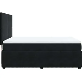 vidaXL Boxspringbett mit Matratze Schwarz 140x200 cm Samt